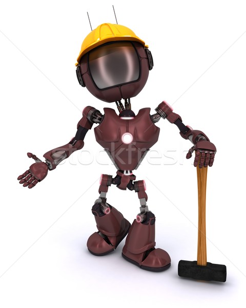 android builder with a sledgehammer Stock photo © kjpargeter