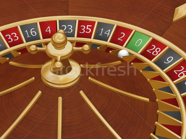 Ruota della roulette rendering 3d palla pari a zero sfondo casino Foto d'archivio © kjpargeter