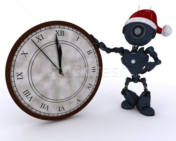 Foto stock: Androide · reloj · medianoche · 3d · hombre · tiempo