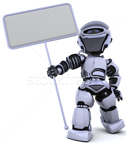 Drăguţ robot cyborg 3d face semna Imagine de stoc © kjpargeter
