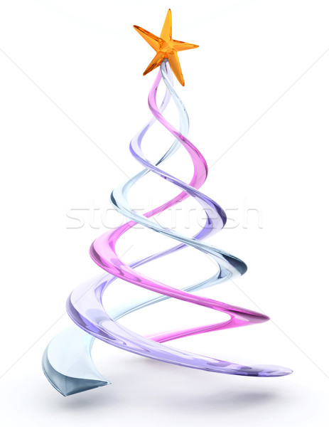 Stock foto: Glas · Spirale · Weihnachtsbaum · 3d · render · Hintergrund