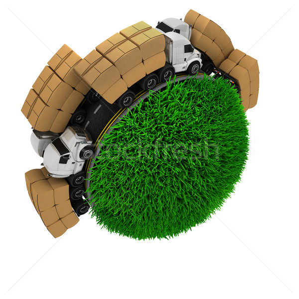 Weg rond grasachtig wereldbol 3d render gras Stockfoto © kjpargeter