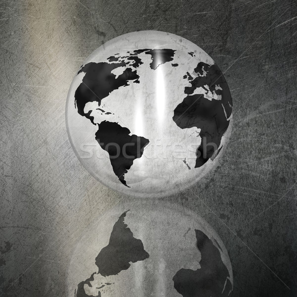 Globe on a grunge brushed metal background Stock photo © kjpargeter