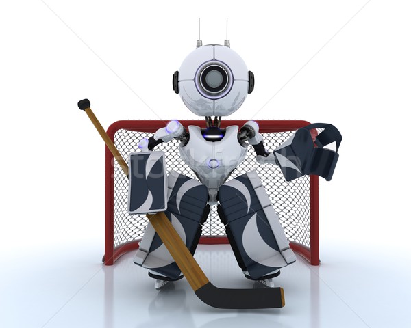 Robot játszik jégkorong 3d render férfi sport Stock fotó © kjpargeter