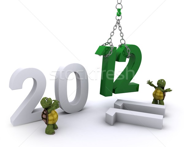 Tortoise Bringing the new year in Stock photo © kjpargeter