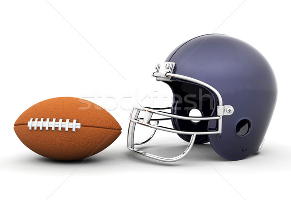 [[stock_photo]]: Casque · football · rendu · 3d · sport · balle