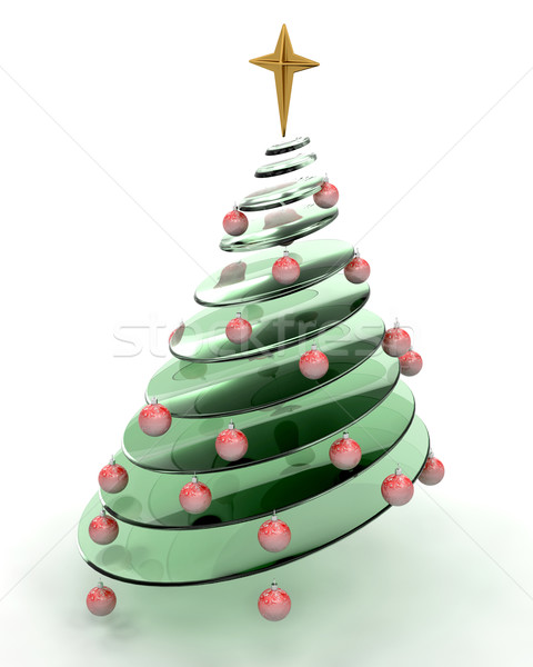 Abstrakten Weihnachtsbaum 3d render Baum Sterne Weihnachten Stock foto © kjpargeter