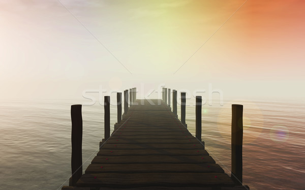 3D jetty over sea Stock photo © kjpargeter