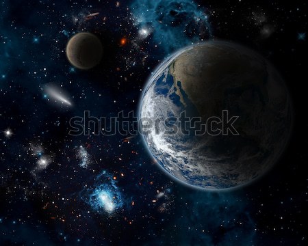 Space background with planet Earth Stock photo © kjpargeter