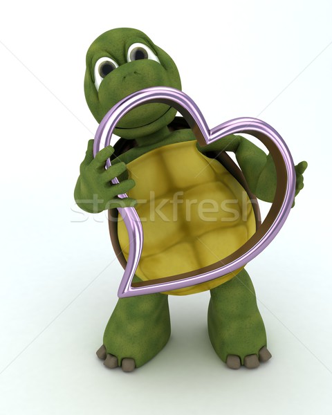 Kaplumbağa kalp çekicilik 3d render su sevmek Stok fotoğraf © kjpargeter