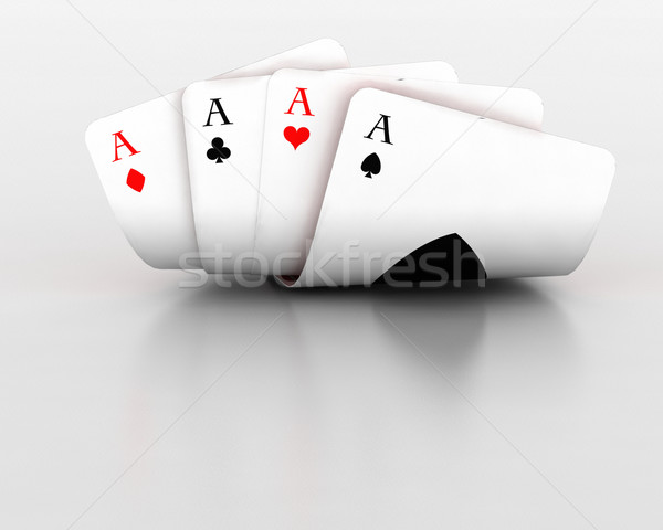 Cartes à jouer rendu 3d isolé blanche poker [[stock_photo]] © kjpargeter