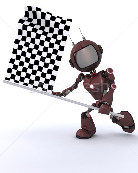 Android schachbrettartig Flagge 3d render Mann Stock foto © kjpargeter