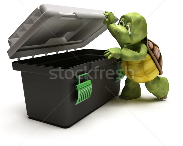 Stock foto: Schildkröte · Werkzeugkasten · 3d · render · Werkzeugkasten · Wasser · Ozean