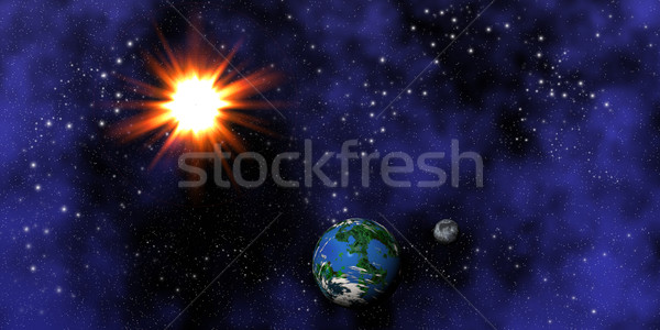 Earth, Moon and Sun Stock photo © kjpargeter