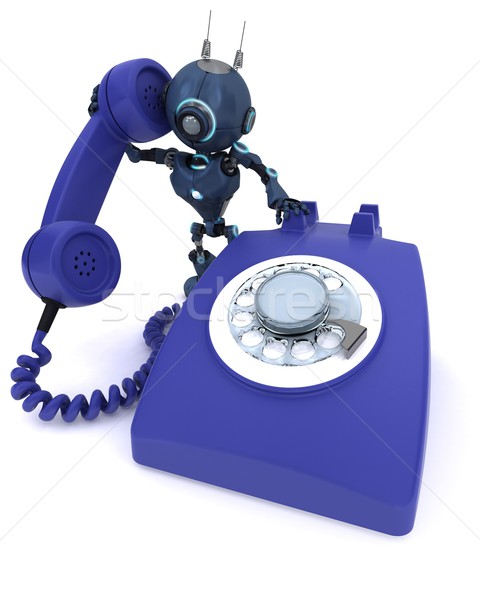 Foto stock: Andróide · telefone · 3d · render · homem