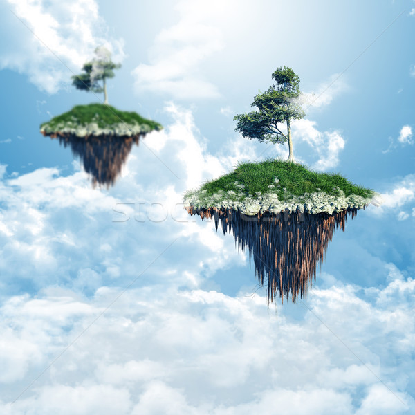 Floating islands in the clouds Stock photo © kjpargeter