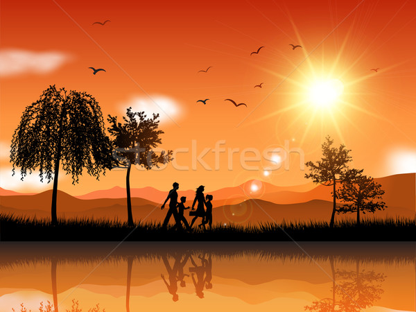 Family walking outside Stock photo © kjpargeter