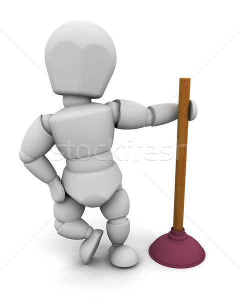 plumber with a plunger Stock photo © kjpargeter