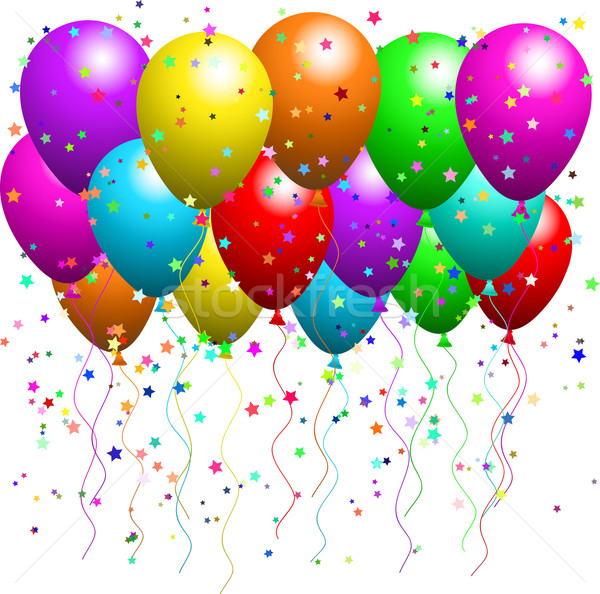 Ballonnen confetti star partij verjaardag Stockfoto © kjpargeter