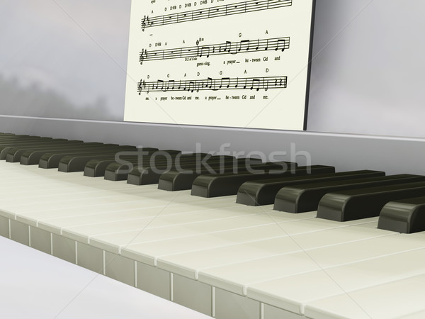 Klawisze fortepianu 3d muzyki streszczenie fortepian pojęcia Zdjęcia stock © kjpargeter