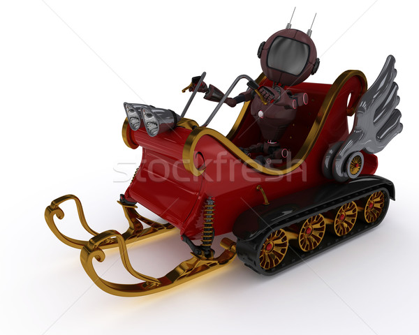 Android in snowmobile sleigh Stock photo © kjpargeter