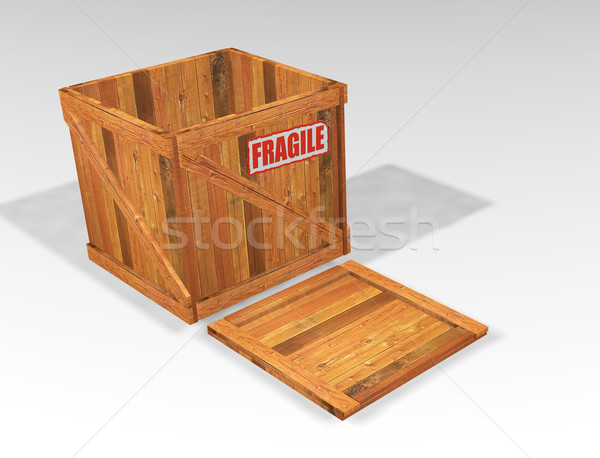 Open wooden crate Stock photo © kjpargeter