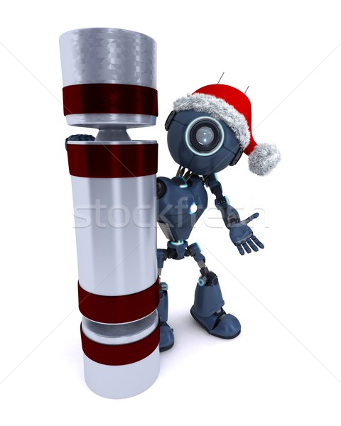 [[stock_photo]]: Android · Noël · rendu · 3d · technologie · robot