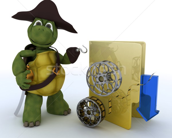 Piraat schildpad onwettig film 3d render film Stockfoto © kjpargeter