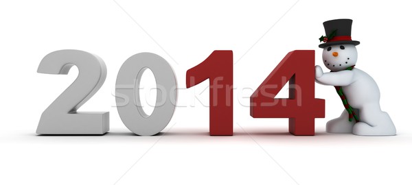 snowman bringing in the new year Stock photo © kjpargeter