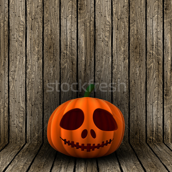 3D Halloween jack o lantern on a wooden background Stock photo © kjpargeter