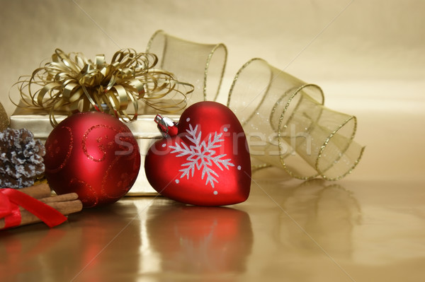 Natal coração bugiganga abstrato inverno Foto stock © kjpargeter