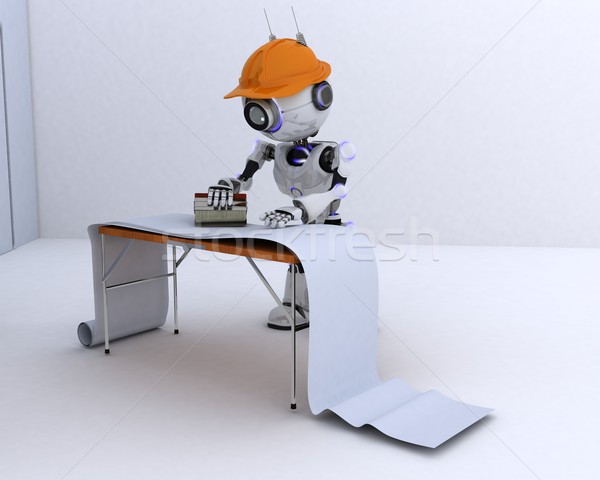 Robot wiszący tapety 3d człowiek ściany Zdjęcia stock © kjpargeter