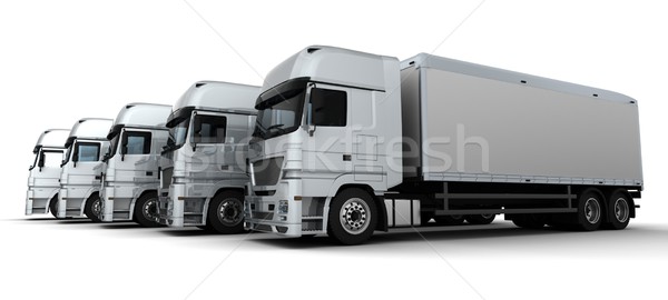 Filo teslim araçlar 3d render kamyon seyahat Stok fotoğraf © kjpargeter