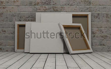 Leinwand ausgesetzt Backsteinmauer 3d render Wand weiß Stock foto © kjpargeter