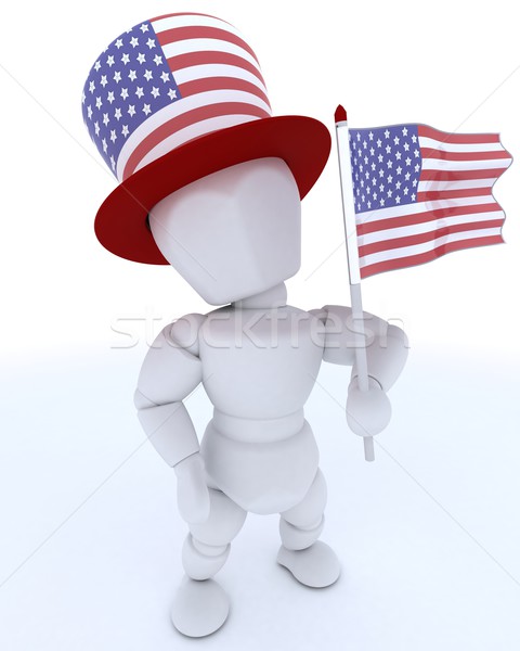 Uomo bandiera americana rendering 3d sfondo bandiera vacanze Foto d'archivio © kjpargeter