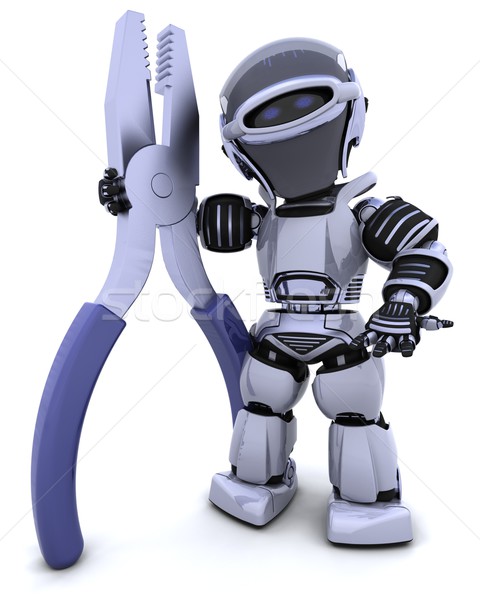 Robot 3d render pár építkezés jövő szerszám Stock fotó © kjpargeter