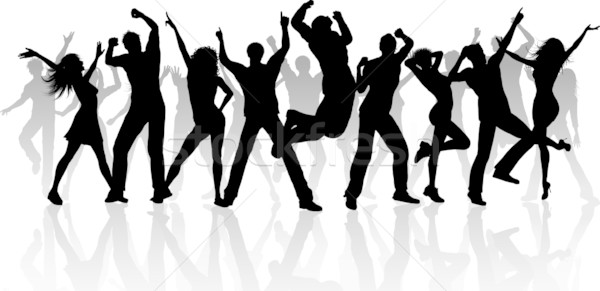 Fête personnes silhouette grand groupe danse blanche Photo stock © kjpargeter