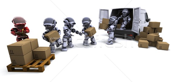 Robô expedição caixas tem 3d render moderno Foto stock © kjpargeter