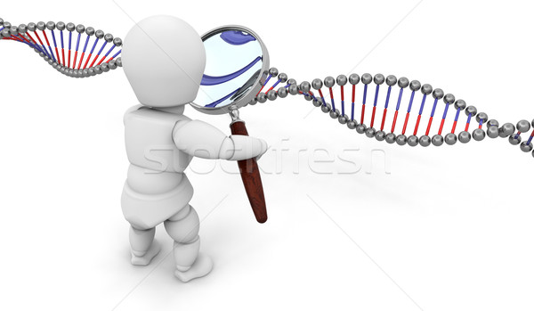 ストックフォト: 遺伝の · 研究 · 誰か · 見える · DNA鑑定を · 虫眼鏡