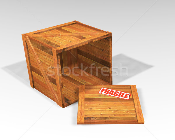 Open wooden crate Stock photo © kjpargeter