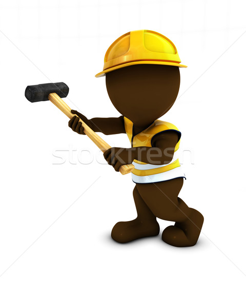 3D Morph Man Builder with sledgehammer Stock photo © kjpargeter