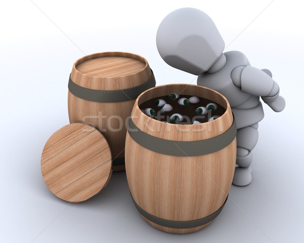 man bobbing for eyeballs in a barrel Stock photo © kjpargeter