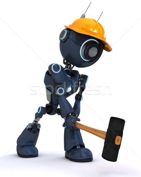 android builder with a sledgehammer Stock photo © kjpargeter