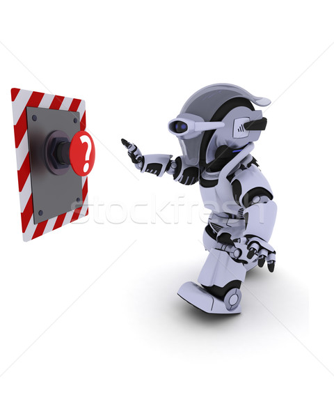 Robô empurrando botão 3d render futuro moderno Foto stock © kjpargeter