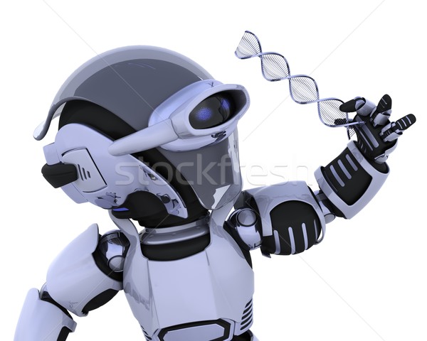 robot inspecting a DNA strand Stock photo © kjpargeter