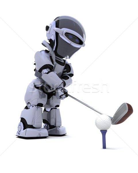 robot with club playing golf Stock photo © kjpargeter