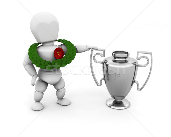 Gewinner 3d render einer gewinnen Trophäe Objekt Stock foto © kjpargeter