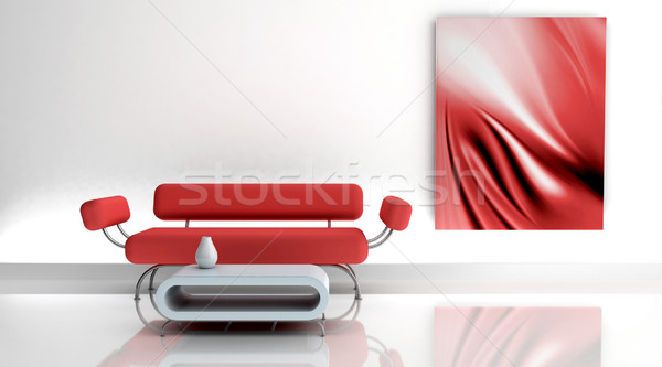 Stock fotó: 3d · render · kanapé · kortárs · szoba · ház · bútor
