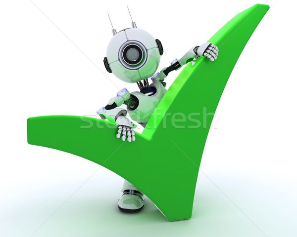 Robot with tick symbol Stock photo © kjpargeter