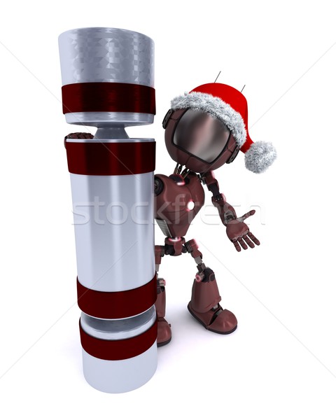 Android with a christmas cracker Stock photo © kjpargeter